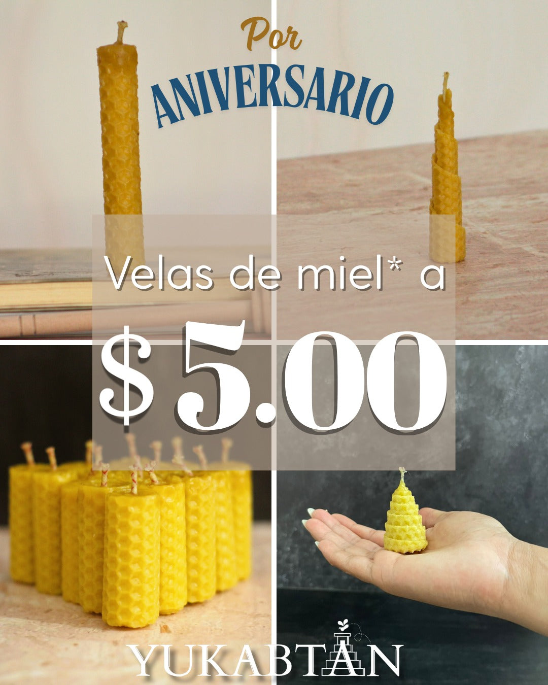 Velas de miel a $5.00.